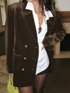 Online Retro Velvet Blazer Outerwear|Blazers
