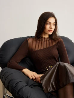 Best Retro Wool-Blend Panel Slim Sweater Sweater Tops|Sweaters & Cardigans