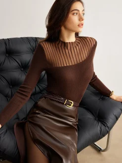 Outlet Retro Wool-Blend Panel Slim Sweater Sweater Tops|Sweaters & Cardigans