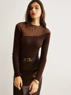 Outlet Retro Wool-Blend Panel Slim Sweater Sweater Tops|Sweaters & Cardigans