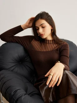 Outlet Retro Wool-Blend Panel Slim Sweater Sweater Tops|Sweaters & Cardigans