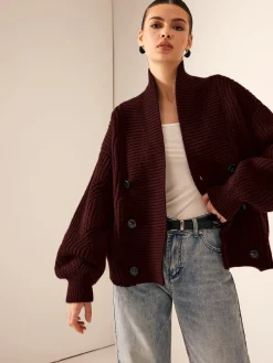 Outlet Ribbed Lapel Button Knit Outerwear Sweater Tops|Outerwear