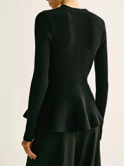 Outlet Ribbed Panel Bud Waist Button Knit Top Sweater Tops|Sweaters & Cardigans