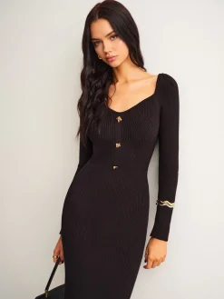 Sale Ribbed Slim Sweater Midi Dress Sweater Dresses|Work Dresses