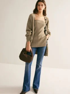 Ribbed Strapless Slit Sweater Vest Sweater Vests|Sweaters & Cardigans