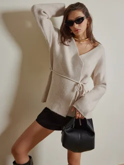 Online Rope Belted Wrap Cardigan Cardigans|Sweaters & Cardigans