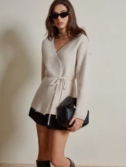 Online Rope Belted Wrap Cardigan Cardigans|Sweaters & Cardigans