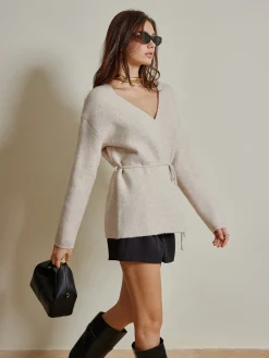 Online Rope Belted Wrap Cardigan Cardigans|Sweaters & Cardigans