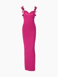 Sale Rosette Decor Cowl Neck Long Dress Casual Dresses|Cocktail & Party Dresses