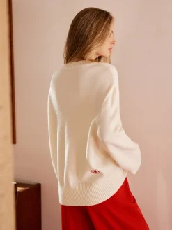 New Round Neck Jacquard Sweater Sweater Tops|Sweaters & Cardigans