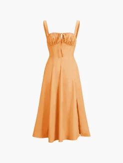 Outlet Ruched Cup Detail Long Sundress Vacation Dresses|Summer Dresses