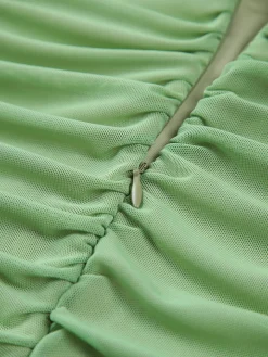 Online Ruched Mesh Zippered Long Dress Cocktail & Party Dresses|Summer Dresses