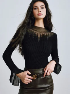 Hot Ruffle Sleeve Thin Sweater Sweater Tops|Sweaters & Cardigans