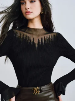 Hot Ruffle Sleeve Thin Sweater Sweater Tops|Sweaters & Cardigans