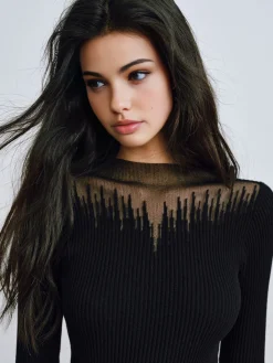 Hot Ruffle Sleeve Thin Sweater Sweater Tops|Sweaters & Cardigans
