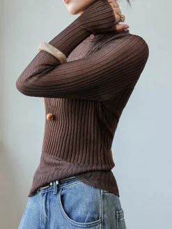 Outlet Sheer Panel Slim Sweater Sweater Tops|Sweaters & Cardigans