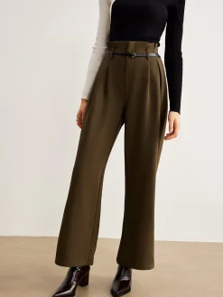 Sale Slim-Belt Pleated Pants Pants|Bottoms