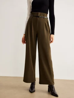 Best Slim-Belt Pleated Pants Pants|Bottoms