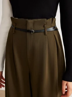 Best Slim-Belt Pleated Pants Pants|Bottoms