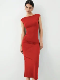 New Solid Backless Midi Dress Black Dresses|Casual Dresses