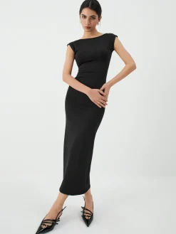 Outlet Solid Backless Midi Dress Casual Dresses|Summer Dresses