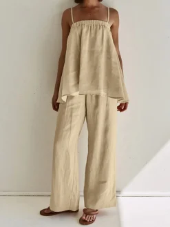 Solid Casual Pants Set Pants Sets|Matching Sets