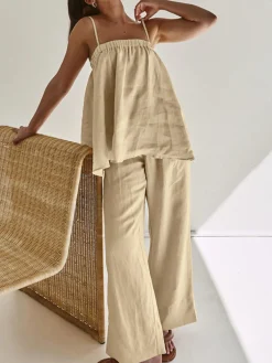 Solid Casual Pants Set Pants Sets|Matching Sets