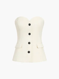 New Solid Tube Top With Wide Leg Pants Set Pants Sets|Wide Leg