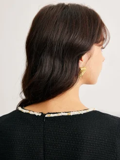 Online Square Neck Pearl Beaded Dress Casual Dresses|Work Dresses