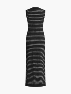 Hot Striped Metal Button Long Sweater Dress Sweater Dresses|Work Dresses