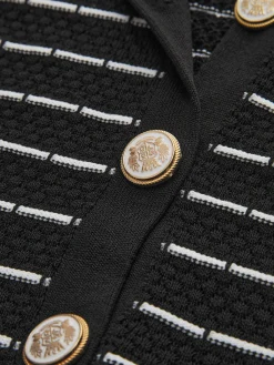 Best Striped Metal Button Long Sweater Dress White Dresses|Black Dresses