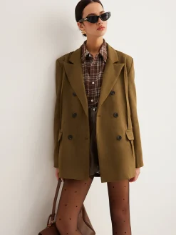 Sale Suede Back-Slit Blazer Outerwear|Blazers