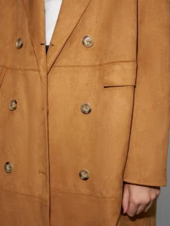 Outlet Suede Button Long Blazer Outerwear|Blazers