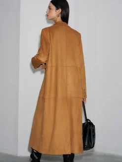 Suede Button Long Blazer Outerwear|Blazers