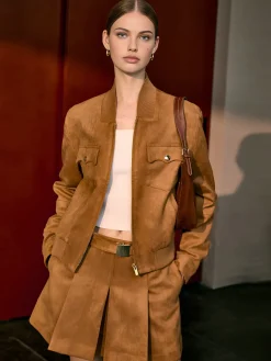 Clearance Suede Zipper Jacket Outerwear|Jackets