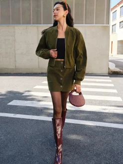Online Suede Zipper Mini Skirt Skirts