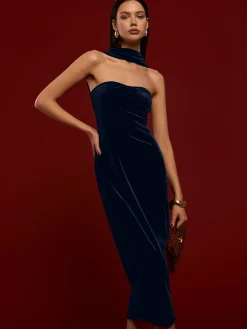 Best Sweetheart Backless Velvet Dress Cocktail & Party Dresses|Midi Dresses