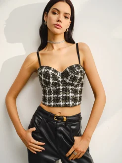 Clearance Sweetheart Checked Crop Cami Top Crop Tops|Tank Tops & Camis