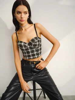 Best Sweetheart Checked Crop Cami Top Crop Tops|Tank Tops & Camis