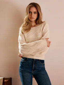 New Tie Back Cable Knit Top Sweater Tops|Sweaters & Cardigans