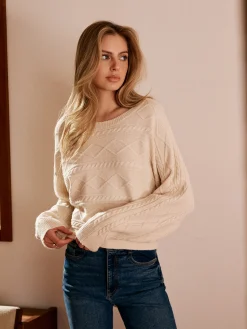 Hot Tie Back Cable Knit Top Sweater Tops|Sweaters & Cardigans