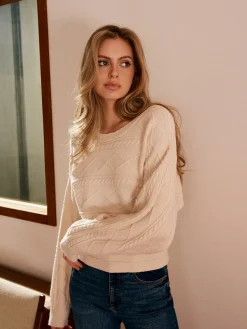 Hot Tie Back Cable Knit Top Sweater Tops|Sweaters & Cardigans