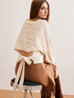 Hot Tie Back Cable Knit Top Sweater Tops|Sweaters & Cardigans