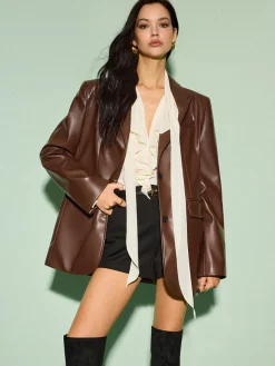 Clearance Tie Neck Chiffon Ruffle Shirt Tops