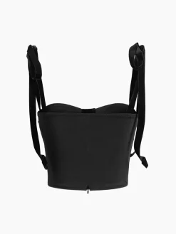 Outlet Tied Mesh Corset Crop Top Corset Tops|Crop Tops