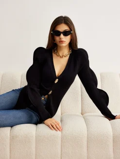 Discount Turn Lock Wave-Sleeve Cardigan Cardigans|Sweaters & Cardigans