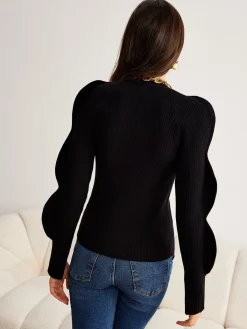 Outlet Turn Lock Wave-Sleeve Cardigan Cardigans|Sweaters & Cardigans