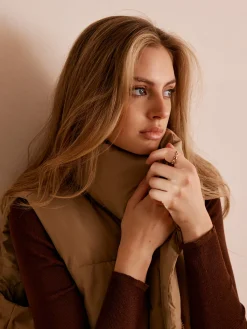 Outlet Turtleneck Quilted Zipper Vest Outerwear|Vests