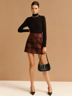 Hot Tweed Checked Mini Skirt Skirts|Bottoms