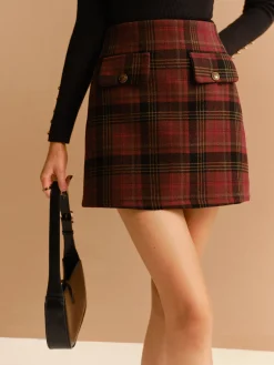 Hot Tweed Checked Mini Skirt Skirts|Bottoms